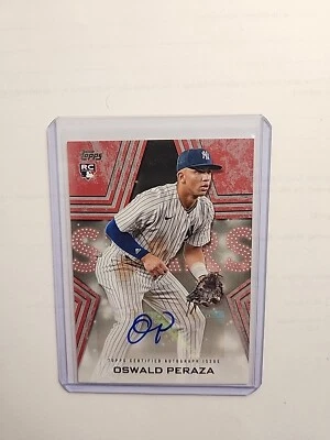 2023 Topps Series 2 Oswald Peraza Orange Red Baseball Stars Auto RC Rookie 22/25 - Image 1 of 4