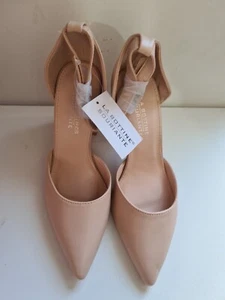 NEW WOMENS LADIES ANKLE STRAP HIGH HEEL COURT PUMPS POINTED TOE BLOCK HEEL SHOES - Imagen 1 de 5
