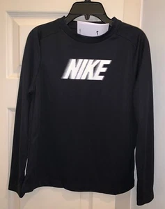 NWT Nike Dri-FIT Motion Logo Youth Boy's Medium Black L/S T-shirt Top - Picture 1 of 3