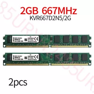 Kingston 4GB 2x 2GB PC2-5300U 667Mhz KVR667D2N5/2G Desktop PC RAM DDR2 ZT SP - Imagen 1 de 10