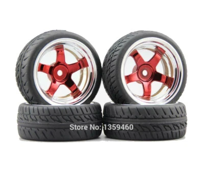 RC Auto Räder Reifen Set 1/10 Onroad für Hpi Rs4 Tamiya tt01 tt02 Traxxas 4tec - Bild 1 von 4