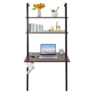 Wall Mount Writing Table Space-saving Desk With Storage Bookshelf Floating Shelf - Picture 1 of 17
