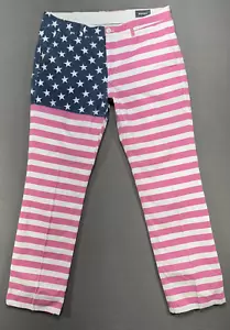 Bonobos Pants Mens Sz 36x34 Straight Flag Stars Stripes Patriotic Faded Festival - Picture 1 of 14