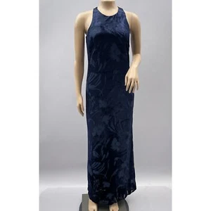 Laundry Shelli Segal Vtg 90s Dress Women 6 Blue Velvet Long Maxi Formal Slip - Picture 1 of 10