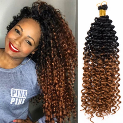 USA 14" Curly Wavy Crochet Twist Braids Synthetic Ombre Braiding Hair Extensions - Image 1 of 4