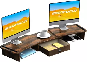 Dual Monitor Stand Riser with Drawer-Adjusta - Picture 1 of 12