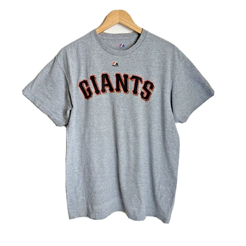 San Francisco Giants Shirt Mens L Majestic Grey Baseball MLB Team Logo Cover