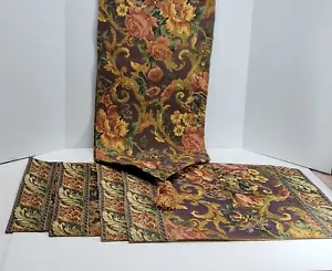 GOBELIN BLUMEN TISCHLÄUFER MIT 4 PASSENDEN TISCHSETS - Bild 1 von 8