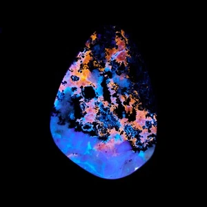 45x31mm Hackmanita con Hercinita y Nephelina Fluorescente Oscuro cabujón Oscuro - Imagen 1 de 3