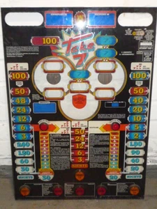 FRONTSCHEIBE  GELDSPIELAUTOMAT    " Take 7 "  80iger Jahre - Bild 1 von 1