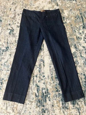 Pantalones al tobillo de mezclilla lavados oscuros para mujer Ellen Tracy talla 6 cremallera lateral usados en excelente estado Foto 1 de 4