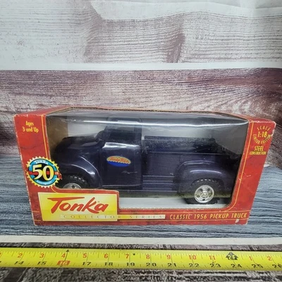 Vintage 1997 1/18 scale Tonka pressed steel 1954 classic pickup truck dark blue - Image 1 of 4