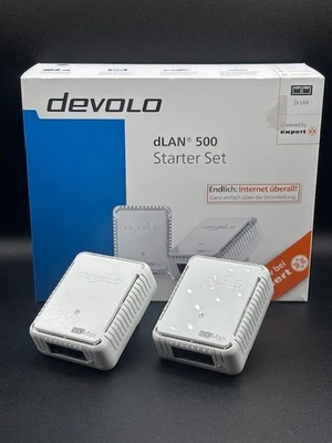 Devolo dLan AV WLAN 500 WiFi Starter Kit Powerline Adapter 2-LAN Ports - Bild 1 von 4