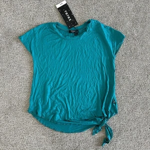 Terez Cap Sleeve Tie Front Blue Tee Size Large - Picture 1 of 6
