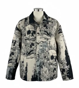 Rebel Revenge Calavera Floral Abotonada Camisa Chaqueta Ropa de Calle Gráfico talla L - Imagen 1 de 6