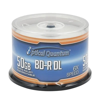 6X 50GB BD-R DL White Inkjet Printable Blu-ray Double Layer Recordable Media,... - Image 1 of 4