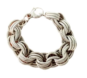 Bronzo Italia Silver-toned Chunky Triple Rolo Link Bracelet - QVC Bronze Milor - Picture 1 of 10