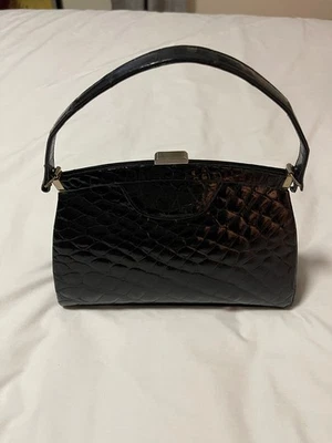 Cartera de Colección Caimán Damas-Bolso de Mano-Hecho en FRANCIA-Negro Foto 1 de 4