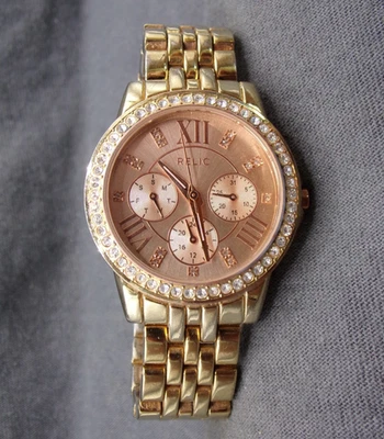 Women's RELIC Gemmed Multi-Function Watch w/ New Battery - Works Great! -e71 - Image 1 of 4