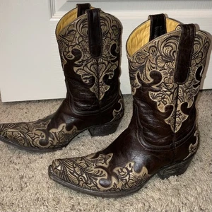 Botas ANTIGUAS GRINGO MUSTANG Bordadas MARRÓN - Talla 7.5 B ¡Muy Bonitas! - Imagen 1 de 15
