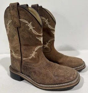 Boys Smoky Mountains Boots Size 11 Square Toe Longhorn Brown Leather - Picture 1 of 7