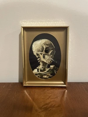 Arte de pared de calavera con estampado enmarcado dorado de Vincent van Gogh cabeza de esqueleto 6x8 Foto 1 de 3