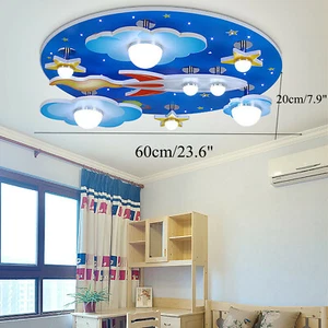 Cartoon Plane Ceiling Light Aircraft Children Pendant Lamp Kids Room Chandelier - Picture 1 of 11