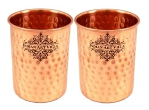 Hammered Copper Glass Tumbler, Drinkware & Tableware 250 ML, Set of 2 - Bild 1 von 3
