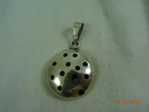 Vintage Taxco Sterling Silver Round Puff Polka Dot Pendant Mexico 1 1/4" 10.5 gr - Picture 1 of 10