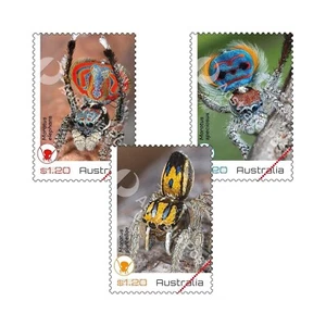AUSTRALIA 2023 SC 5613-5615 PEACOCK SPIDERS $1.20 (3) MNH OG SET VERY FINE - Picture 1 of 3