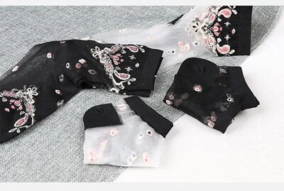 荷叶边花边鱼网袜-舒适弹性针织袜透明踝鞋 — 第 1/4 张图片