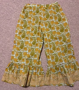 Matilda Jane Pants Size 4 Olive Ruffle Pants With Floral Pockets, GUC - Picture 1 of 2
