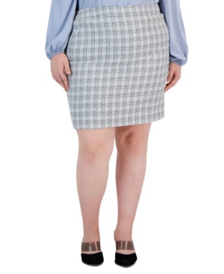 Bar III женщин плюс Твидовый карандаш юбка (бар белый/черный, 18 Вт) - Изображение 1 из 3