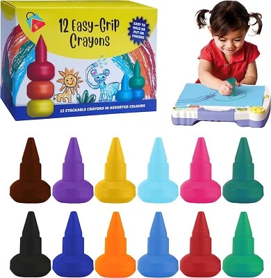 HOVUK 12Pk Pastelli Impilabili per Bambini Easy Grip 4,5cm, Arte Creativa e Artigianato - Vendita Sdoganamento