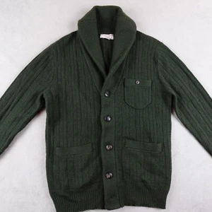 Wallace Barnes Pullover Strickjacke Herren S grün Knopf Langarm Zopfmuster Wolle - Bild 1 von 22