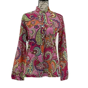 Vera Bradley Blouse NWOT Colorful Long Sleeve Button Up Top Size XS - Picture 1 of 7