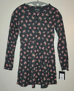 NEW GIRLS ART CLASS RIBBED FLORAL DRESS SIZE M 8 - Picture 1 of 4