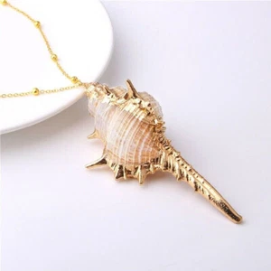 Natural Conch Seashell Necklace Mermaid Jewelry Beach Nautical Gold 1PCS NEW - Picture 1 of 4