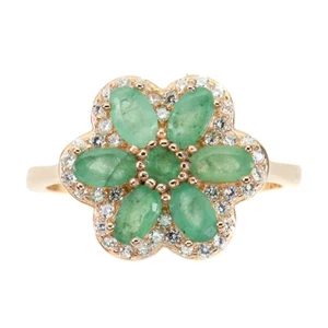 925 Sterling Silver Oval Emerald 5x3mm Simulated Cz Ring Size 9.5 - Picture 1 of 10