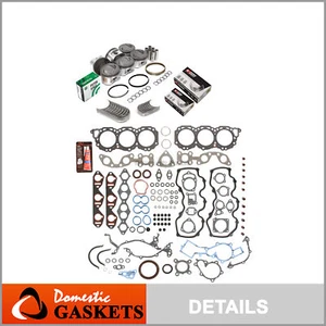 Full Gasket Set Bearings Pistons Fit 96-04 Infiniti Nissan 3.3 SOHC VG33E - Picture 1 of 12