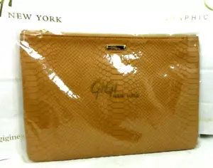 GiGi New York Uber Leder Clutch Python geprägt NEU 9x13" mit Quaste Safran - Bild 1 von 9