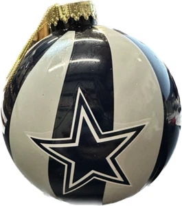 Dallas Cowboys 4in Glass Ball Christmas Ornament - NFL Carnival Stripes NEW - Picture 1 of 4