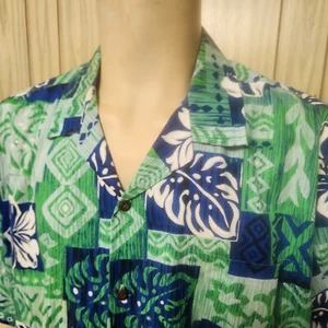 blue green Hawaiian shirt 3XL men's tropical - Picture 1 of 5