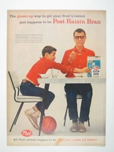 Vintage 1960s Post Raisin Bran Print Ad Kitchen Decor MOD Table Baseball - Picture 1 of 2