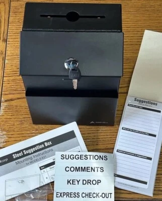 Lock Mail Box Steel Suggestion Drop Adiroffice Wall Mount Counter Donation Key - Image 1 of 4