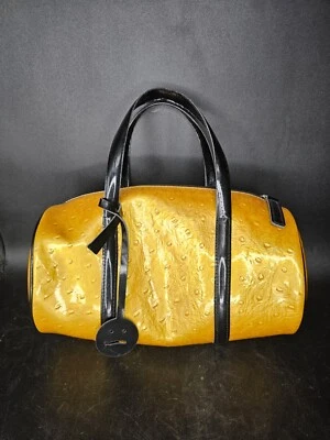 Bolso de mano de cuero genuino amarillo de Nannini, hecho en Italia Foto 1 de 4