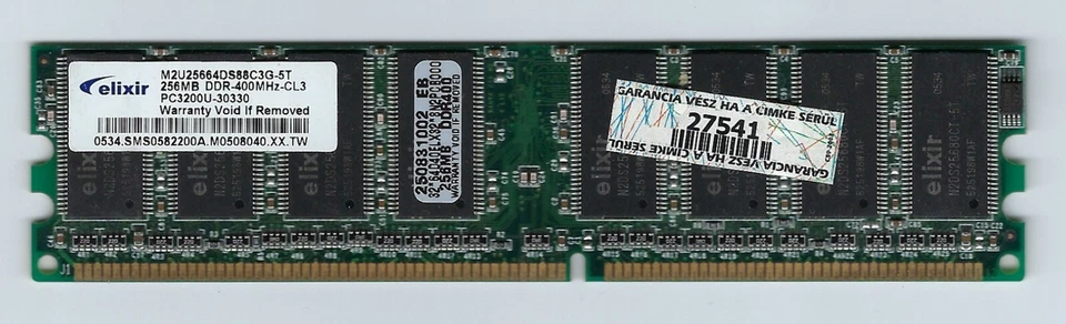 ELIXIR PC DESKTOP DDR-400 PC-3200 RAM MEMORY MODULE - 256 MB - Image 1 of 1
