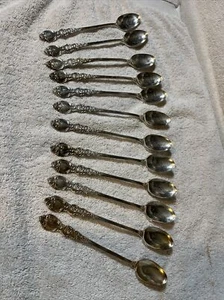 International Silver Chalfonte Iced Tea Spoons 12 Pc Set Light Tarnish Nice !! - Picture 1 of 12