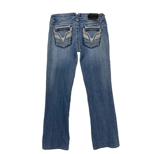 Vigoss Dublin Bootcut Jeans 28 Embroidered Pockets Mid-Rise Medium Blue Denim - Picture 1 of 9