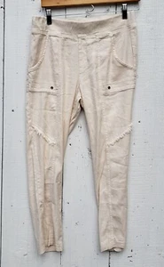 XCVI Women's Crème Bone White Straight Stretch Waist Linen Blend Capri Pant Sz S - Picture 1 of 8